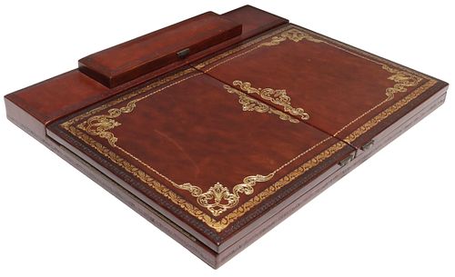 ITALIAN GILT-TOOLED RED LEATHER