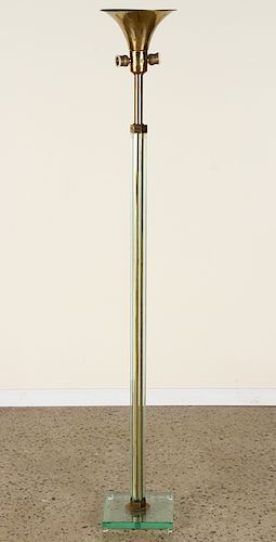 ITALIAN GLASS AND BRASS 3-LIGHT