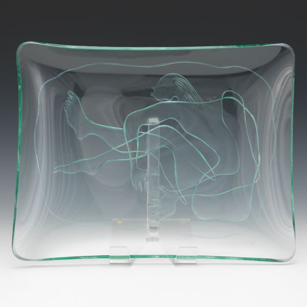 ITALIAN GLASS PLATTER 18" x 14" x 2