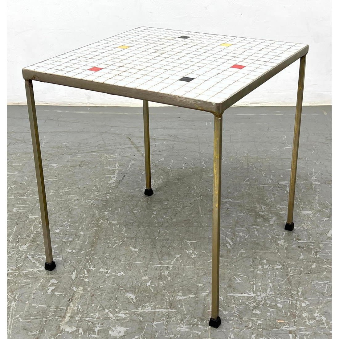 Italian Glass Tile Top Metal Base