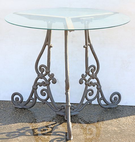 ITALIAN GLASS-TOP SCROLLED CAST