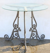 ITALIAN GLASS-TOP SCROLLED CAS