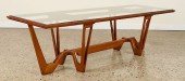 ITALIAN GLASS WOOD COFFEE TABL
