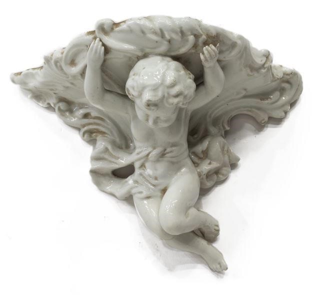 ITALIAN GLAZED FAIENCE CHERUB PUTTO