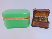 ITALIAN GREEN GLASS BOX & INLA