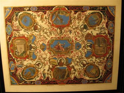 Italian hand-colored engraving of a