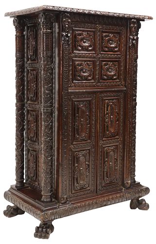 ITALIAN HEAVILY CARVED WALNUT