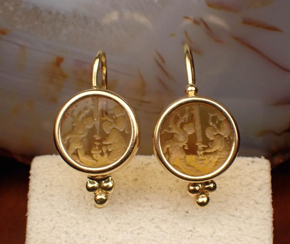 ITALIAN INTAGLIO GLASS AND GOLD