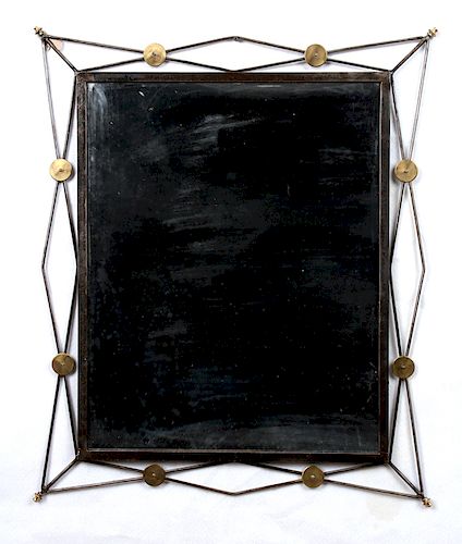 ITALIAN IRON AND BRASS MIRROR CIRCA