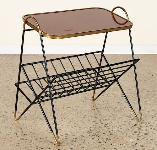 ITALIAN IRON AND BRASS SIDE TABLE &