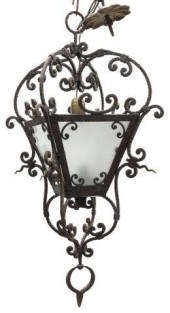ITALIAN IRON & GLASS TWO-LIGHT