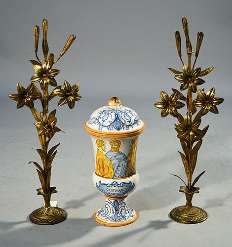 ITALIAN JAR AND PAIR 19TH C.