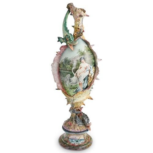 ITALIAN LARGE PORCELAIN "LEDA AND