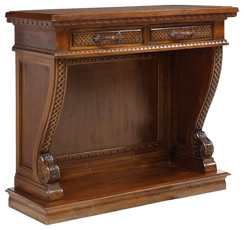 ITALIAN LIBERTY STYLE CARVED WALNUT