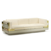 ITALIAN LUCITE AND BRASS SOFA<