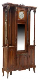 ITALIAN MAHOGANY CLOCK VITRINE