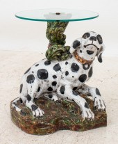 ITALIAN MAJOLICA AND GLASS FIG