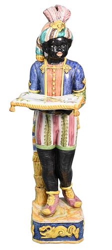 ITALIAN MAJOLICA BLACKAMOOR FIGURE,