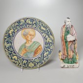 ITALIAN MAJOLICA CHARGER AND S
