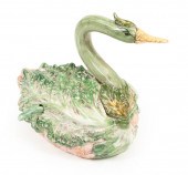 ITALIAN MAJOLICA GOOSE TUREENI