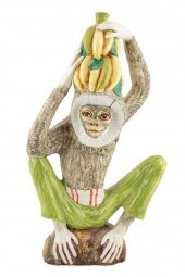 ITALIAN MAJOLICA MONKEY WITH B