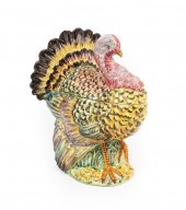 ITALIAN MAJOLICA TURKEY TUREEN