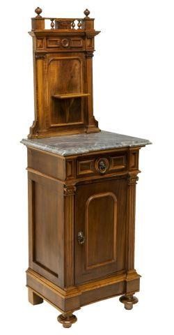 ITALIAN MARBLE-TOP CARVED BEDSIDE