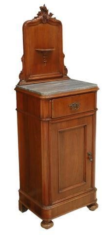 ITALIAN MARBLE-TOP WALNUT BEDSIDE