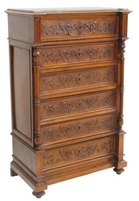 ITALIAN MARBLE-TOP WALNUT CHEST