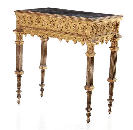 Italian marbletop carved giltwood