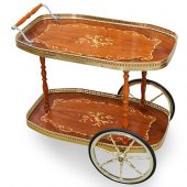 ITALIAN MARQUETRY WOOD BAR CAR