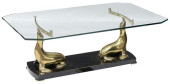 ITALIAN MODERN GLASS-TOP BRASS