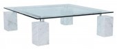 ITALIAN MODERN GLASS-TOP MARBL