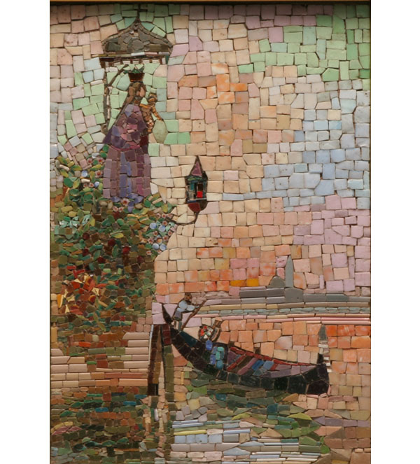 Italian mosaic plaque depicting the