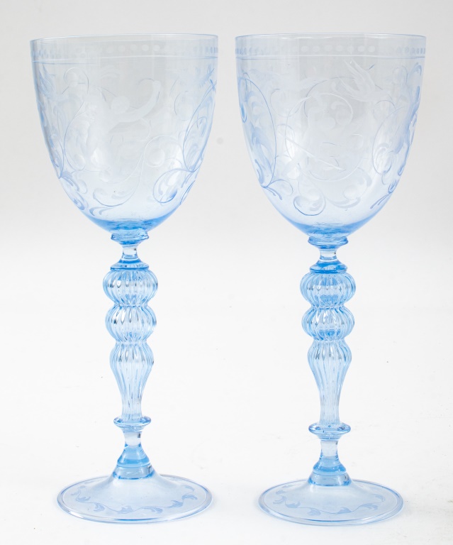 ITALIAN MURANO BLOWN & WHEEL ETCHED