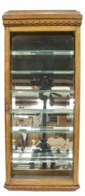 ITALIAN OAK & BEVELED GLASS WA