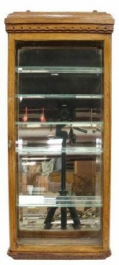 ITALIAN OAK & BEVELED GLASS WA