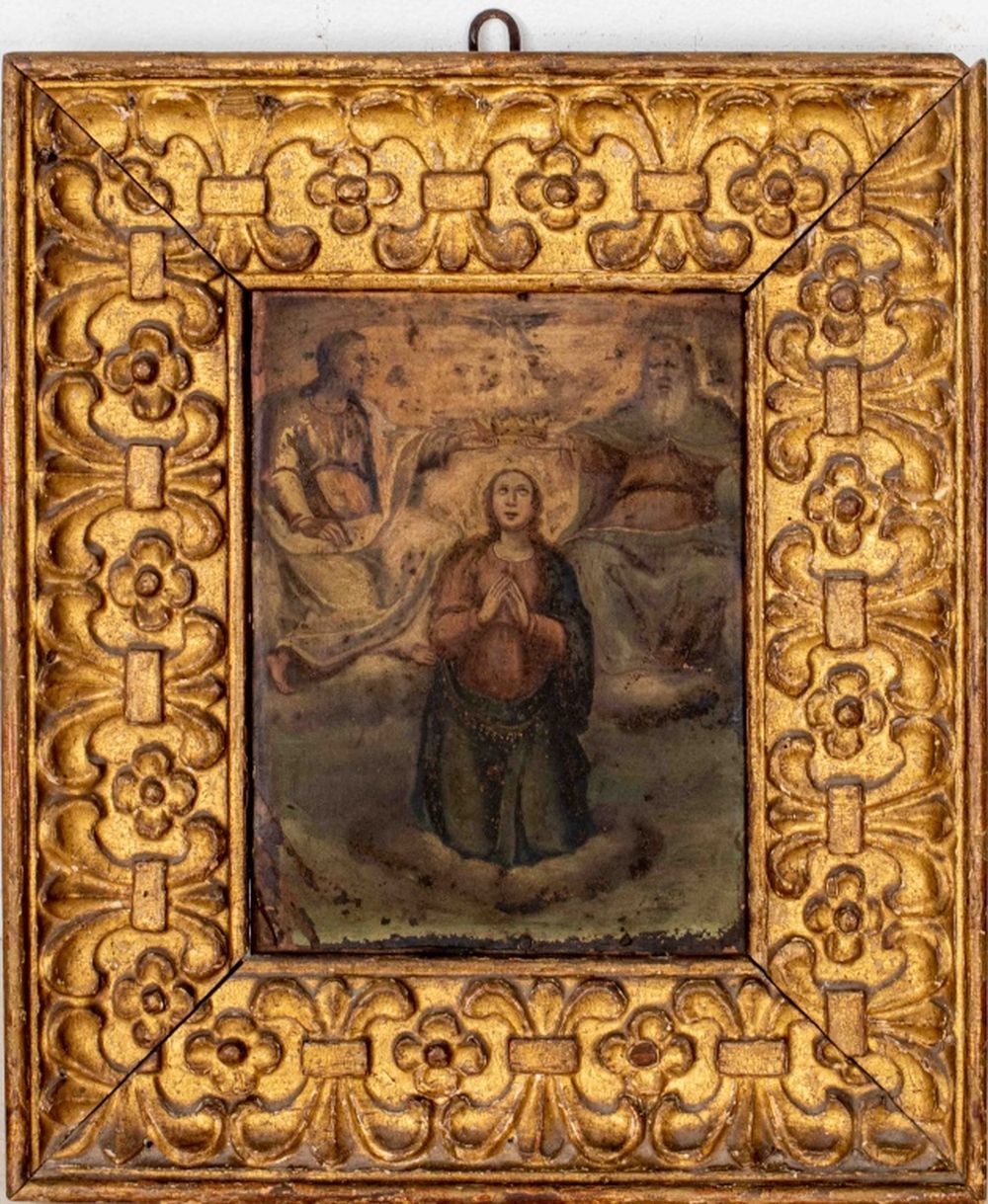 ITALIAN OIL ON TIN OF CORONATION OF