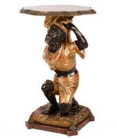 ITALIAN PAINTED AND GILT BLACK