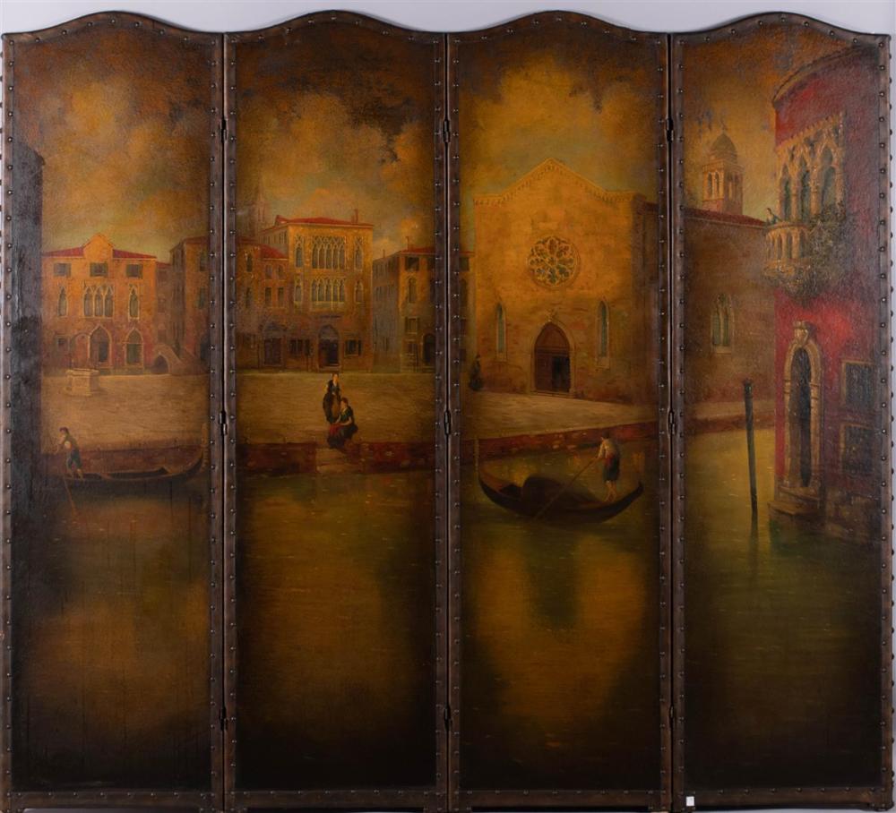 ITALIAN PAINTED LEATHER AND
