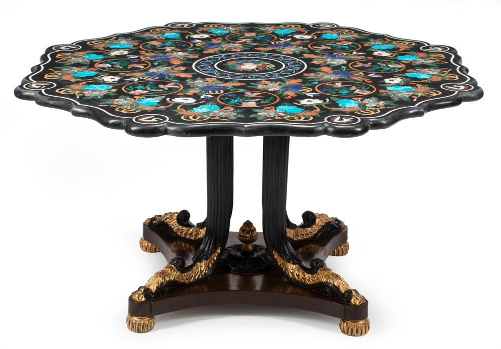 ITALIAN PAINTED, PARCEL GILT,