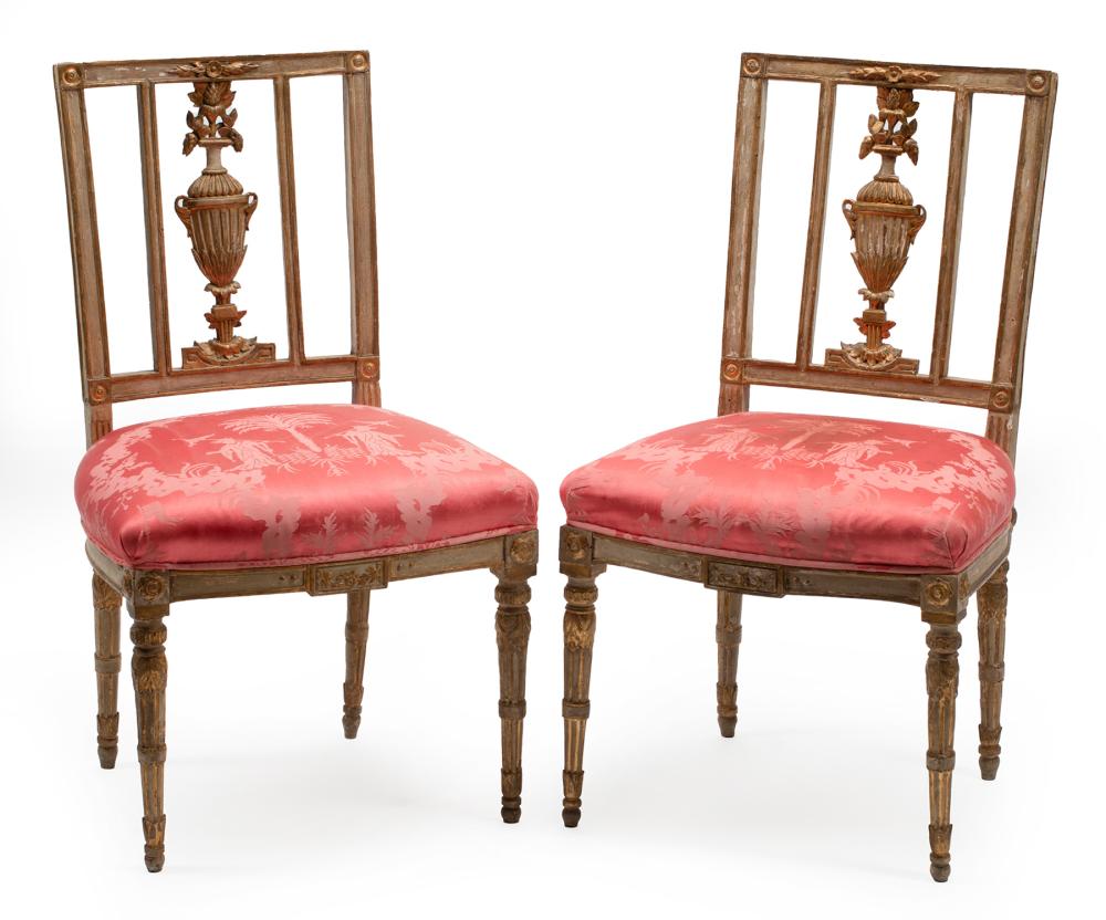 ITALIAN PAINTED, PARCEL GILT SIDE