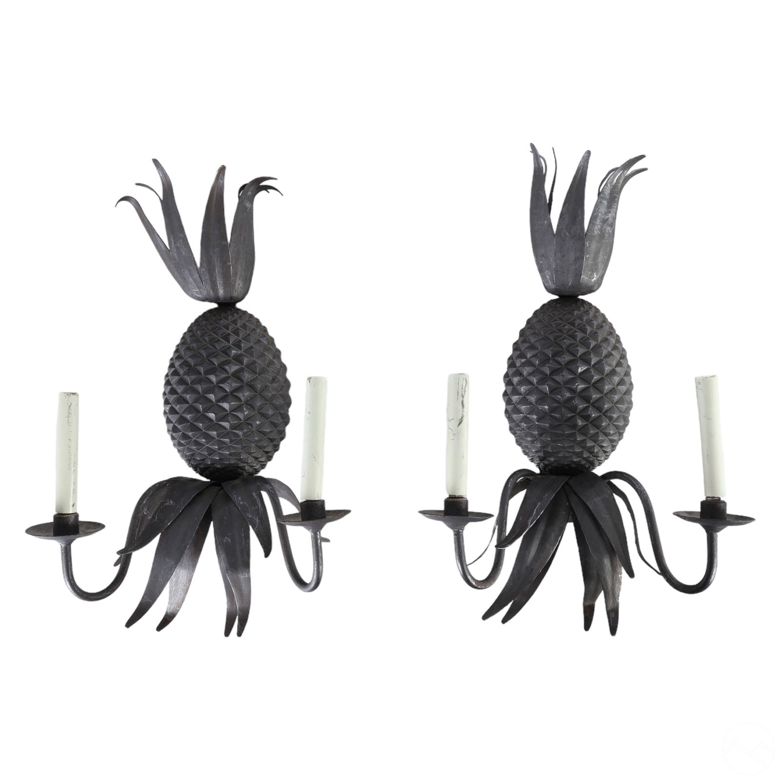 ITALIAN PAIR VINTAGE TOLE PINEAPPLE