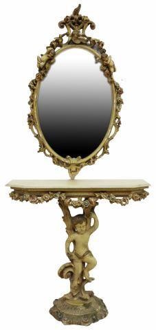 ITALIAN PARCEL GILT FIGURAL CONSOLE