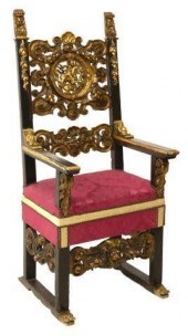ITALIAN PARCEL GILT THRONE CHA