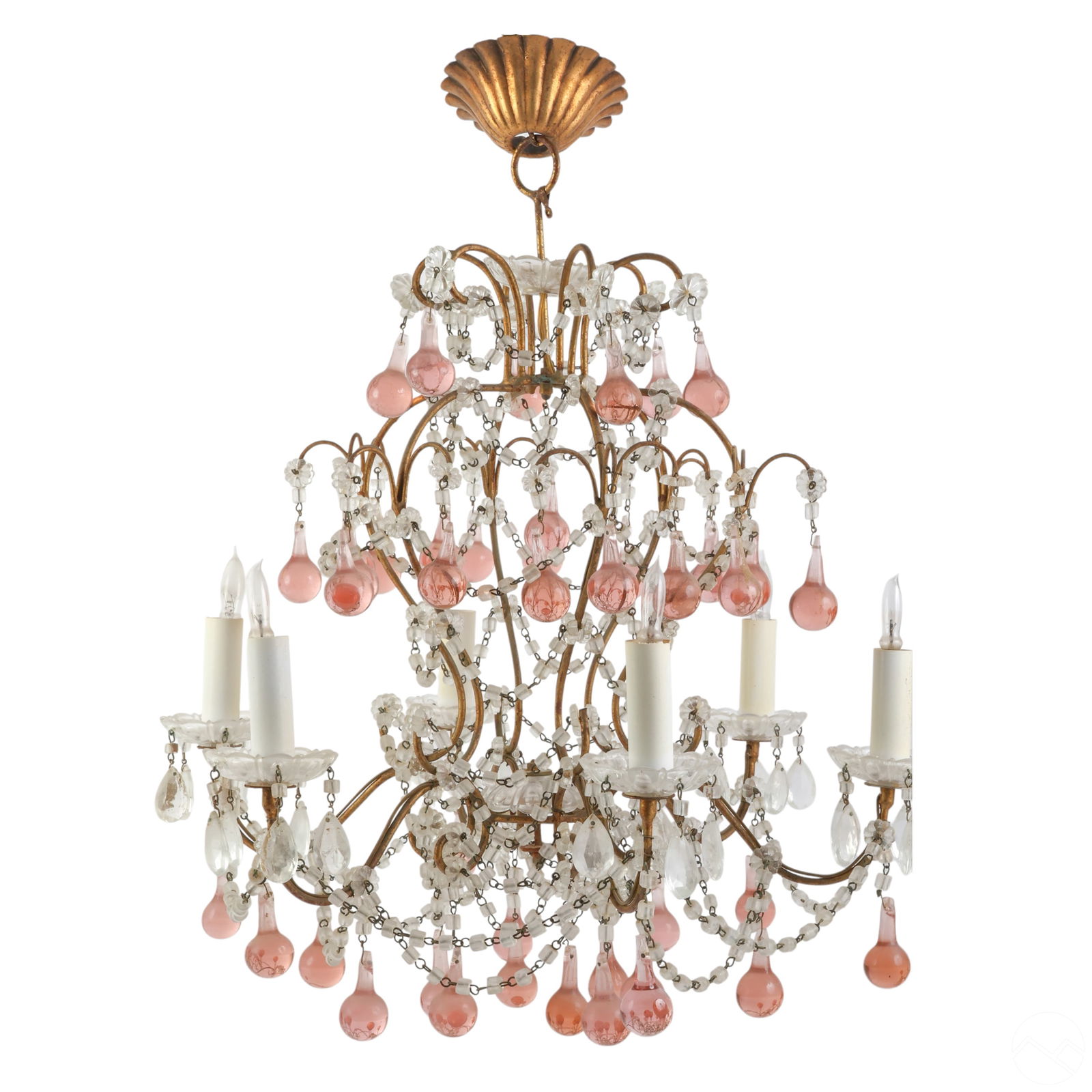 ITALIAN PINK CLEAR MACARONI GLASS