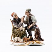 ITALIAN PORCELAIN ELDERLY COUP
