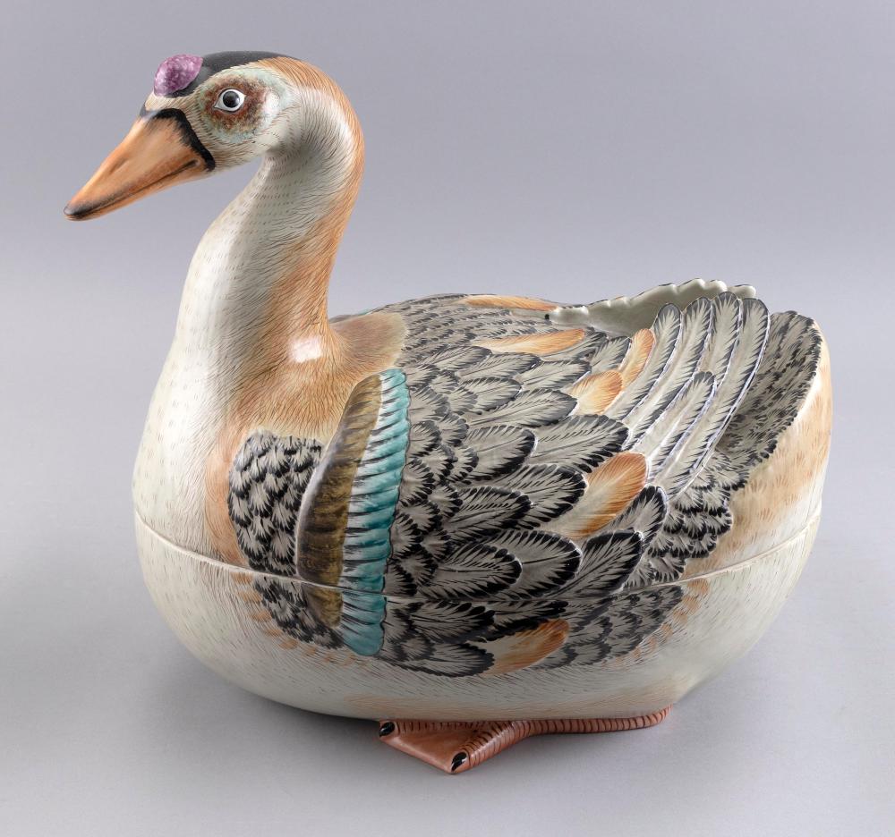 ITALIAN PORCELAIN GOOSE-FORM