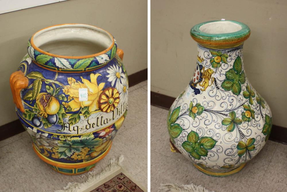ITALIAN POTTERY FLOOR URN AND