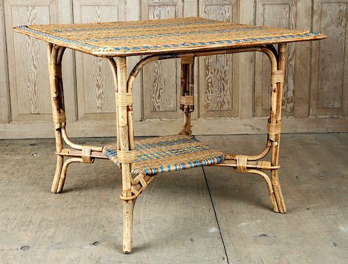 ITALIAN RATTAN BLUE ACCENTED